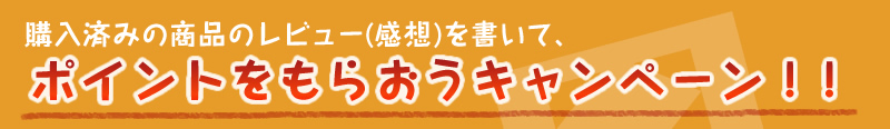 購入済みの商品のレビュー（感想）を書いて、ポイントをもらおうキャンペーン！！